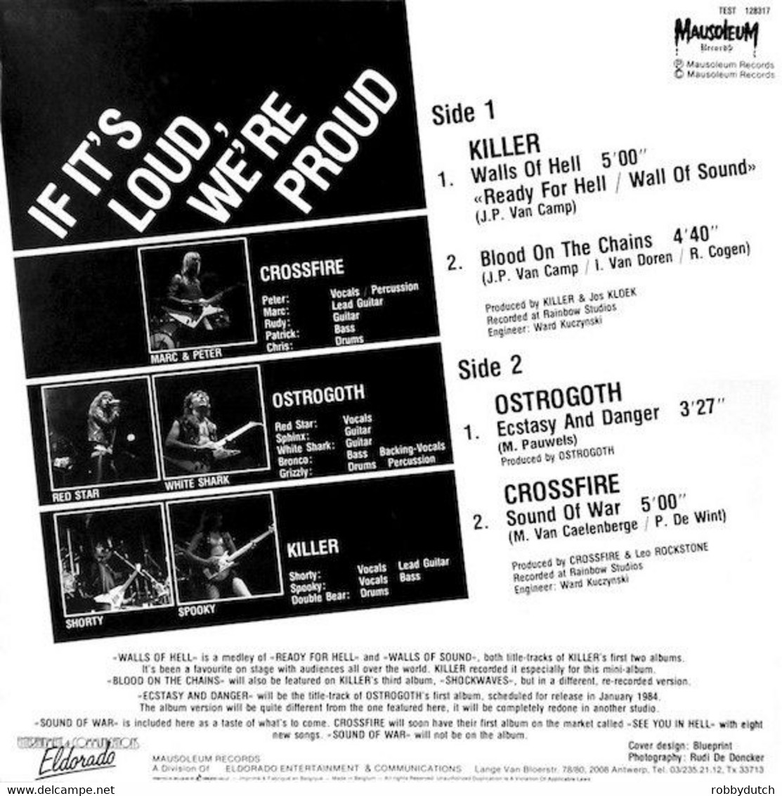 * 12" EP *  IF IT'S LOUD, WE'RE PROUD -  KILLER / CROSS FIRE / OSTROGOTH (Belgium 1983 EX- Rare!!) - 45 Toeren - Maxi-Single
