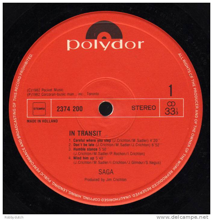 * LP *  SAGA - IN TRANSIT (Holland 1982) - Rock