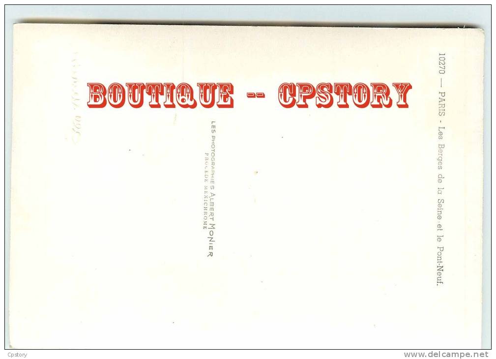 MONIER ALBERT  N° 10270 Paris - Les Berges De La Seine Et Le Pont Neuf - Dos Scané - Monier