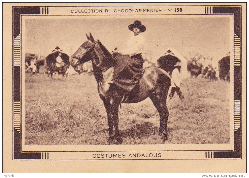CHROMO  Image Chocolat MENIER  ESPAGNE  Costumes Andalous  N° 158 - Menier
