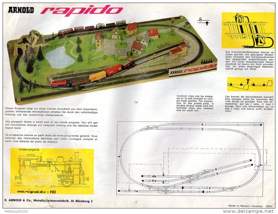 PROSPECTUS PUBLICITAIRE  MAQUETTES TRAINS   ARNOLD Rapido  1968 - Français