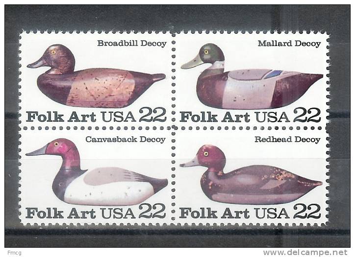 1985 20 Cents Duck Decoys Block Of 4 Never Hinged - Ongebruikt