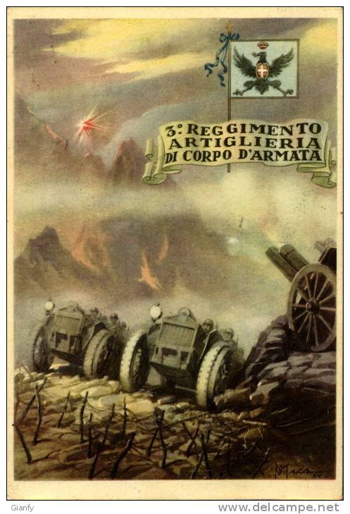 3 REGGIMENTO ARTIGLIERIA CORPO ARMATA 1940 ILL DI MASSA - Regiments