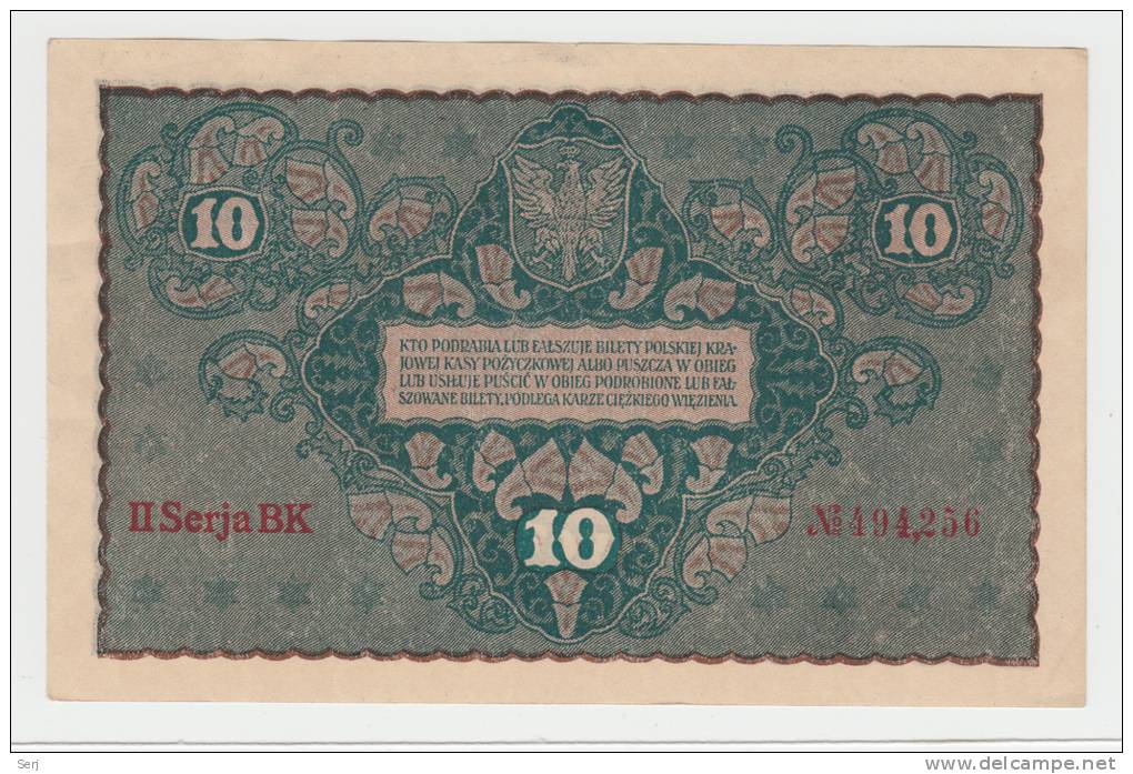 Poland 10 Marek 1919 AUNC CRISP Banknote - Poland