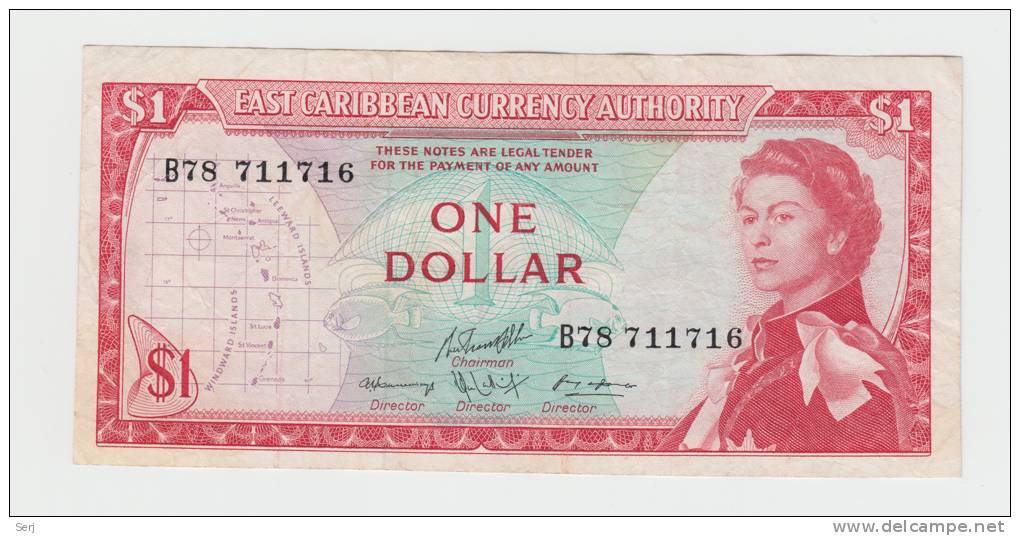 East Caribbean States 1 Dollar 1965 VF++ P 13f  13 F - Caraïbes Orientales