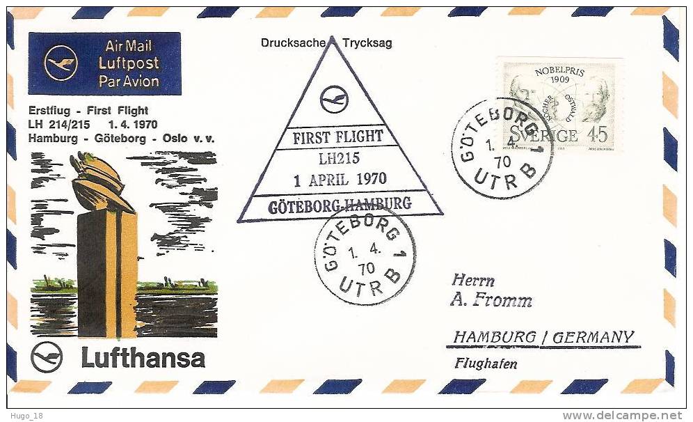 FFC  Goteborg-Hamburg   Lufthansa   01/04/1970 - FDC