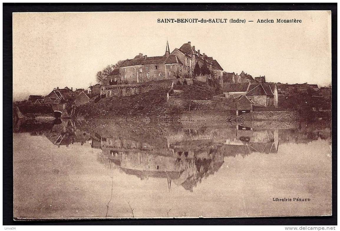 CPA  ANCIENNE- FRANCE- SAINT-BENOIT-DU-SAULT (36)- L'ANCIEN MONASTERE ET VIEILLES MAISONS- JOLI MIROIR D'EAU - Autres & Non Classés