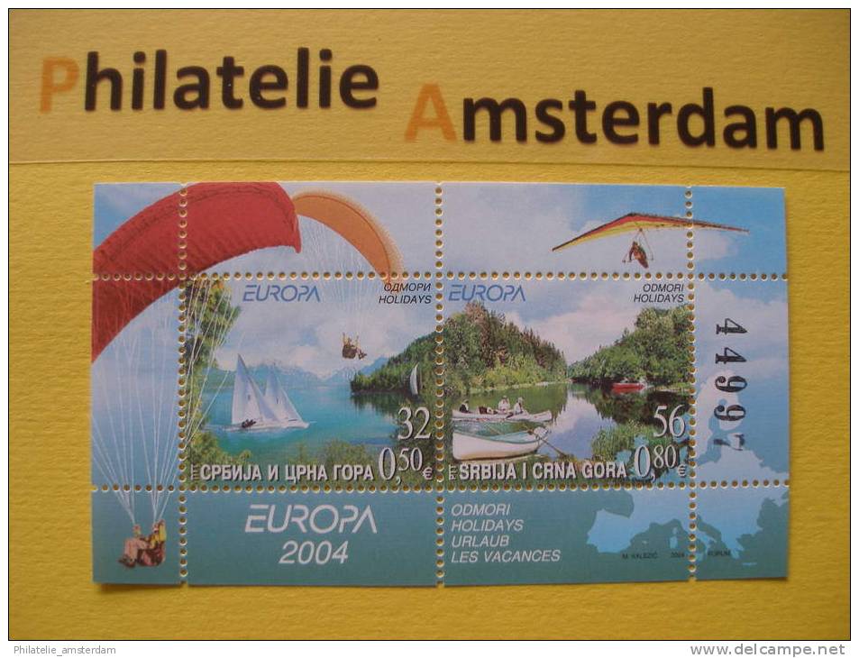 Yugoslavia 2004, EUROPA / HOLIDAYS VACANCES FERIEN VAKANTIE: Mi 3198-99, Bl. 57, ** - 2004