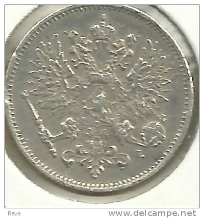 FINLAND 25 PENNIA  WREATH FRONT RUSSIAN EAGLE BACK 1909 L  SILVER VF KM6.3? READ DESCRIPTION CAREFULLY !!! - Finlandia