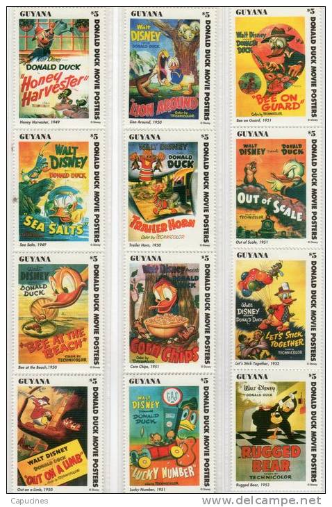 Dessin Animé - Walt Disney:  Série De 12 Valeurs: "Affiches De Films De Donald" Entre 1949 Et 1953 - Cinema