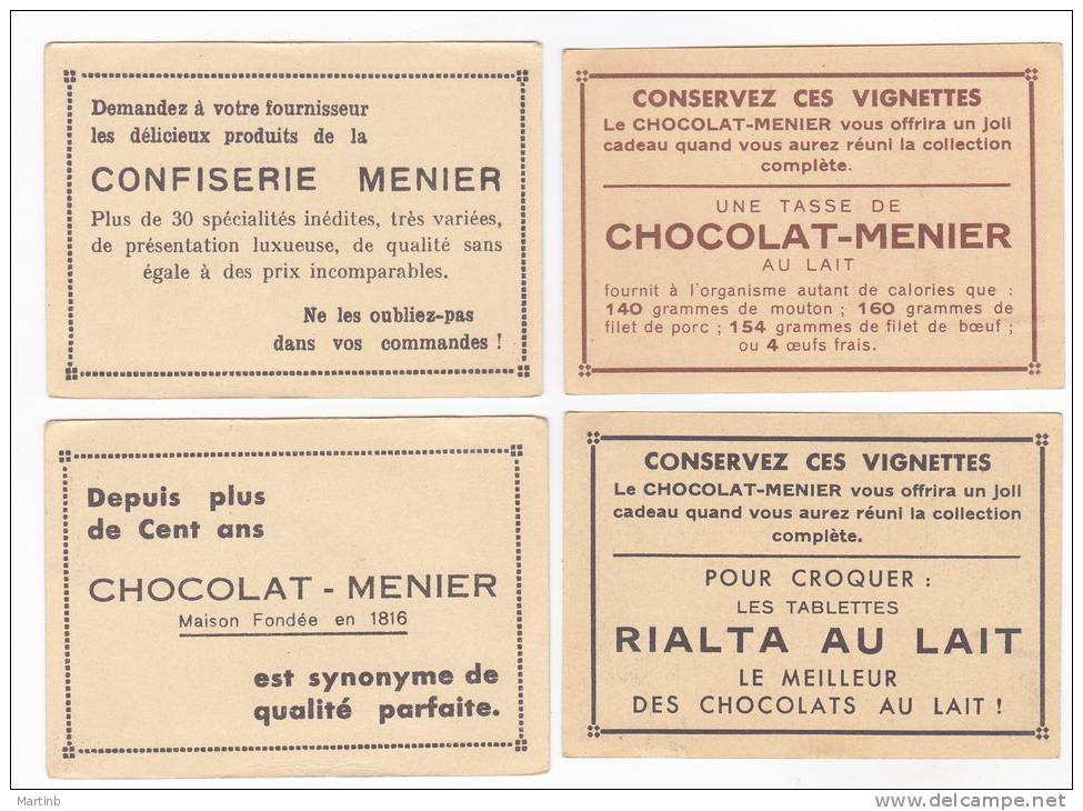 Lot 4  CHROMO  Image Chocolat MENIER  FONTAINEBLEAU     N° 467  468  469 466 - Menier