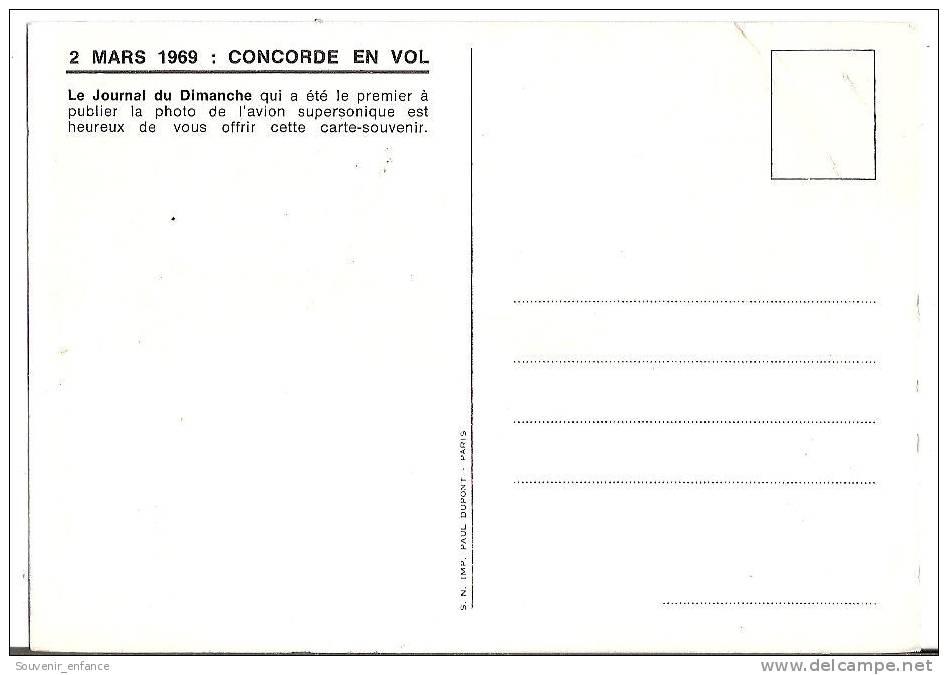 CP Concorde En Vol 2 Mars 1969 Offert Par Le Journal Du Dimanche Avion Aviateur Supersonique Air France - 1946-....: Moderne