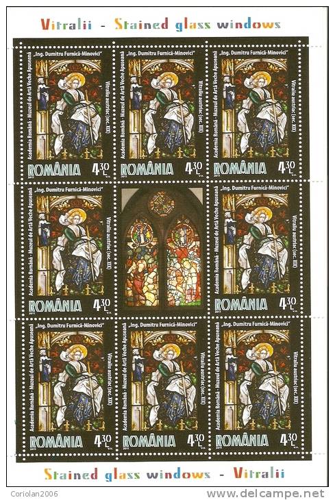 Romania 2011 / Stained Glass Widows / Set 4 MS - Verres & Vitraux