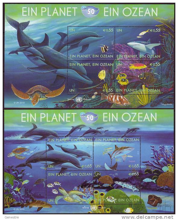 ONU Vienne/Wien - 2010 - Mich 645/652 - Y&T 655/662 ** (MNH) - Ein Planet, Ein Ozean - Blocs-feuillets