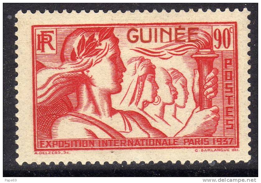 Guinée Française N°123  X Exposition Internationale De Paris 1937 : 90 C. Rouge  Trace De  Charnière Sinon TB - Unused Stamps