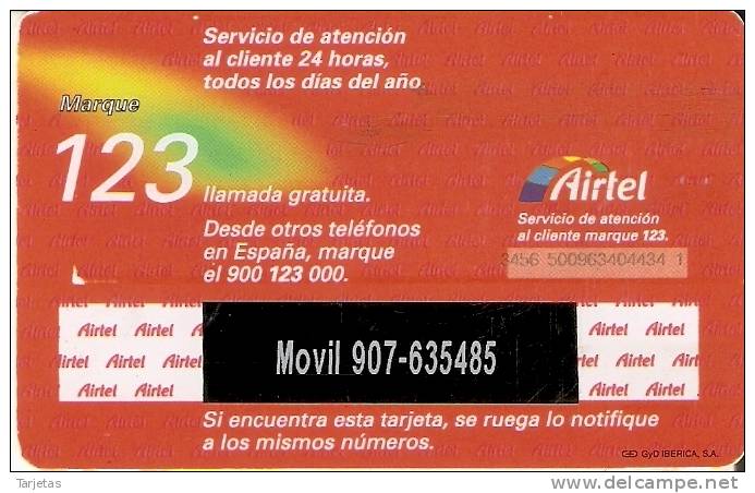 A-15/1 TARJETA DE ESPAÑA DE AIRTEL GSM-SIM  CON LOGO - Airtel