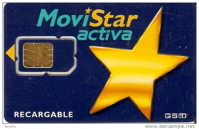 TARJETA DE ESPAÑA DE MOVISTAR GSM-SIM  CON CHIP USADA Y PEGADO CON CELO - Telefonica