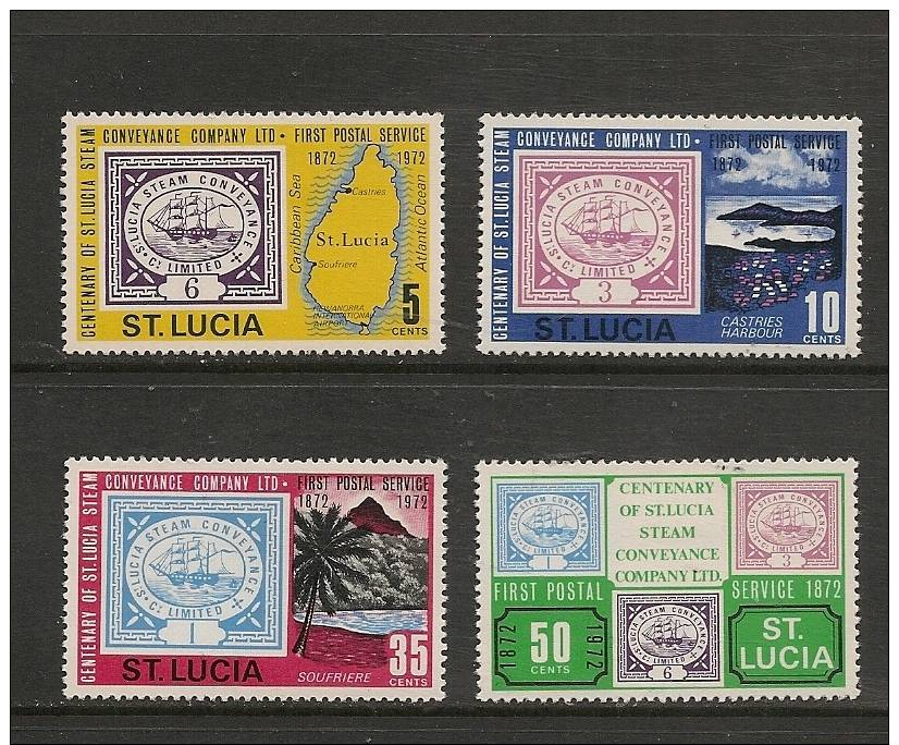 St Lucia 1972 Centenary Postal Service Set - St.Lucia (...-1978)