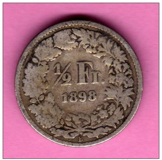 Suiza - Schweiz - Switzerland     1/2 Franco / Frank / Franc 1898   KM#23    Plata / Silber / Silver - Andere & Zonder Classificatie