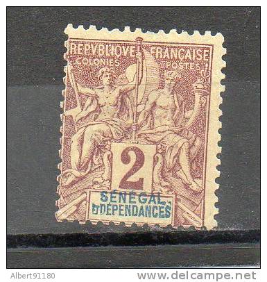 SENEGAL 2c Lilas Brun 1892 N°9 - Used Stamps