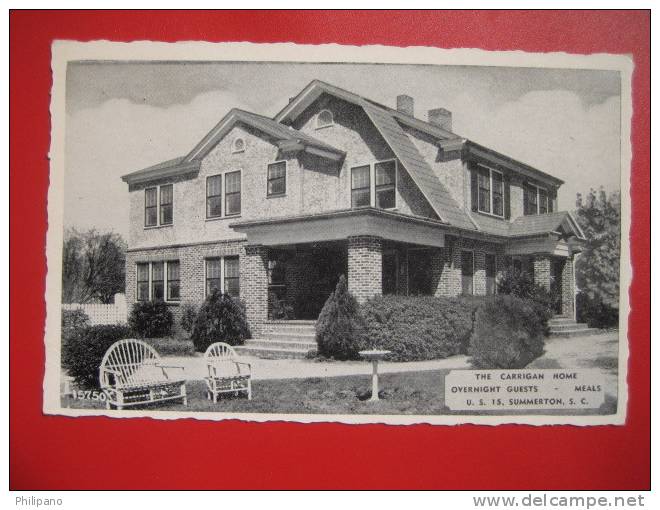 South Carolina > Summerton  The Carrigan Home --Overnight Guest --vintage Wb    === Ref 268 - Spartanburg