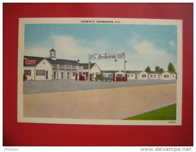 South Carolina > Summerton  Godwins Esso Gas Pumps  Motor Court  Linen   === Ref 268 - Greenville