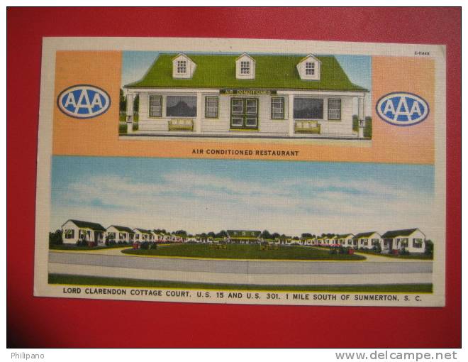 South Carolina >Summerton  Lord Clarendon Cottage Court Multi View Linen   1951 Cancel    === Ref 268 - Autres & Non Classés