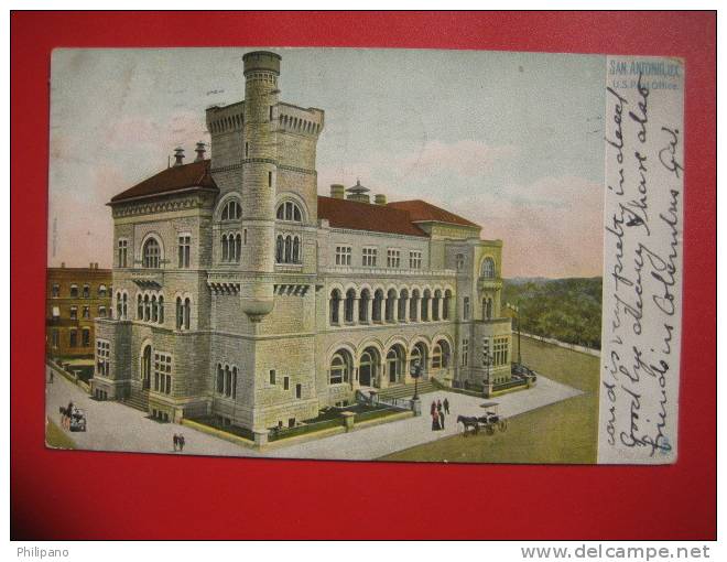 - Texas > San Antonio--      Post Office- Made By Tucks  1908 Cancel --- ===  == Ref 268 - San Antonio