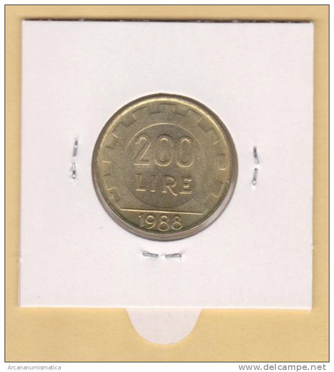 ITALIA  200  Liras  1.988  KM#105  Aluminio Bronce    SC/UNC         DL-9977 - 200 Lire