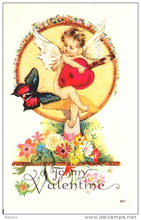 Valentine - Valentin - Chérubin Cherub Heart Butterfly - Unused - 1912 (?) - 2 Scans - Saint-Valentin