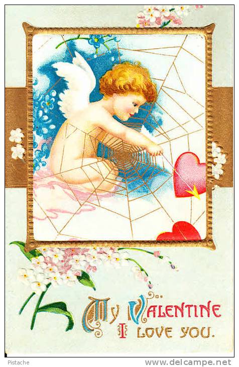 Valentine I Love You - Saint-Valentin - Chérubin Cherub  - Embossed - VG Condition - 2 Scans - Valentine's Day