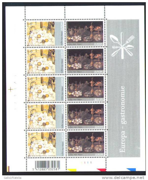 2005-BELGIO/BELGIUM-EUROP A  CEPT-GASTRONOMIA. MINIFOGLIO DI 10 FRANCOBOLLI - MNH. - 2005