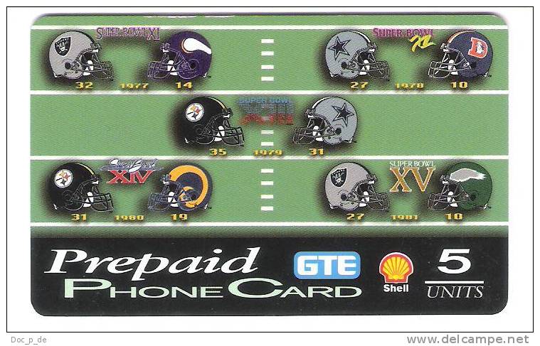 USA - Prepaid Card  - GTE 5 Units - Shell - Football - Super Bowl - Autres & Non Classés