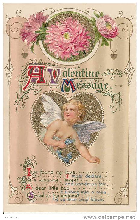 Valentine's - Valentine - Saint-Valentin - Cherub Chérubin - Embossed - 1905-10 - 2 Scans - Valentine's Day