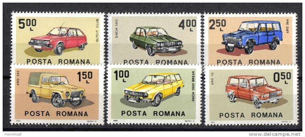 Rumänien; 1983; Michel 3950/5 **; Auto - Ongebruikt