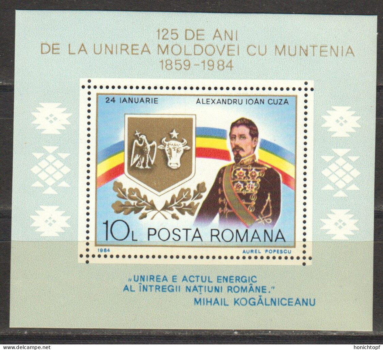 Rumänien; 1984; Michel 4012 Block 200 **; Cuza - Ungebraucht