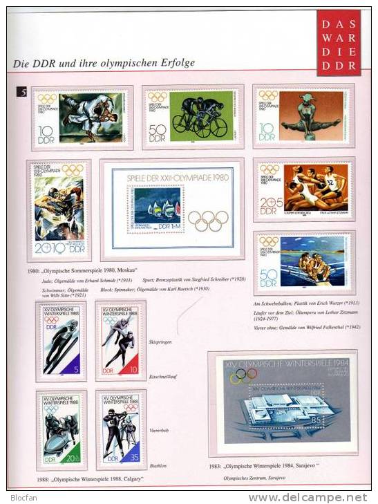 Olympische Erfolge Dokumentation 4/4 DDR Mit 8 Ausgaben ** 15€ Sport Set And Sheet Olympic Documentation Of Germany - Invierno 1988: Calgary