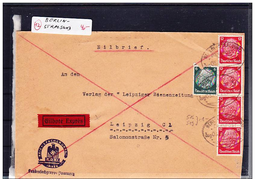 3.Reich Bahnpost Stempel Berlin - Stralsund Eil - Sonstige (Land)