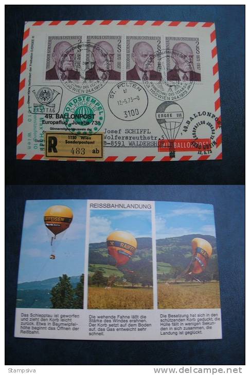 == Ballonflug 49 Wien -  Auf Karte 1973 - Balloon Covers