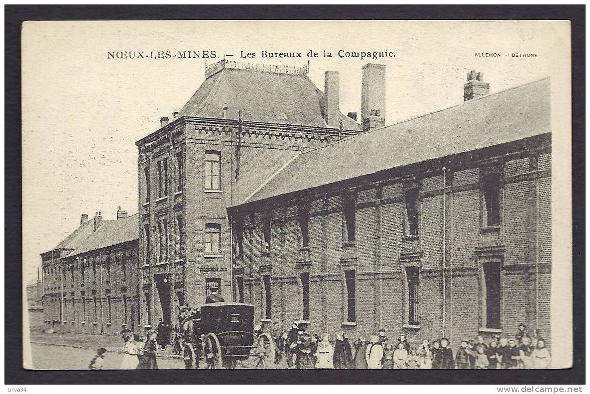 CPA  ANCIENNE- FRANCE- NOEUX-LES-MINES (62)- LE BUREAU DE LA COMPAGNIE EN GROS PLAN- BELLE ANIMATION DEVANT- ATTELAGE - Noeux Les Mines