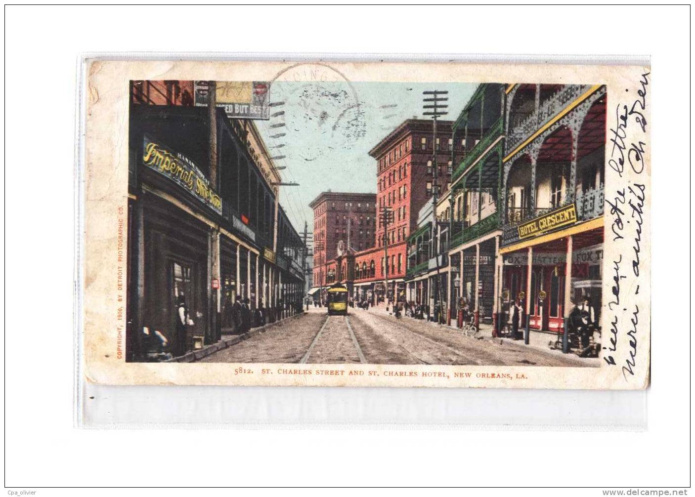 USA Louisiana, New Orleans, St Charles Street, St Charles Motel, Tramway, Ed DPC 5812, 1905 - Autres & Non Classés