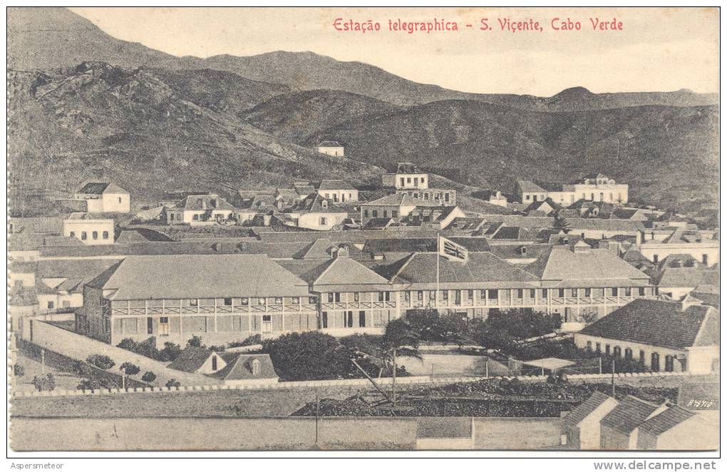 CABO VERDE SAN VICENTE SAO VICENTE ESTACAO TELEGRAPHICA CAP VERT 1900s CPA DOS DIVISE UNCIRCULATED - Kaapverdische Eilanden