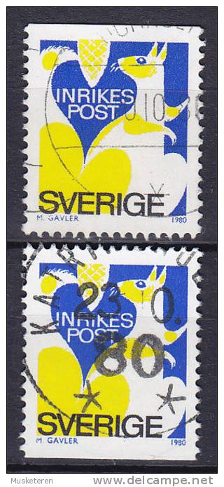 Sweden 1980 Afa 2 Co & 2 Cn Inrikespost 3-Sided Perf. - Oblitérés