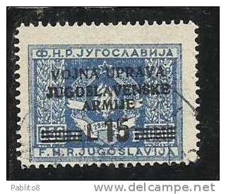 ISTRIA E LITORALE SLOVENO 1947 FRANCOBOLLI DI YUGOSLAVIA L.15 SU 0.50 USATO USED OBLITERE' - Jugoslawische Bes.: Slowenische Küste