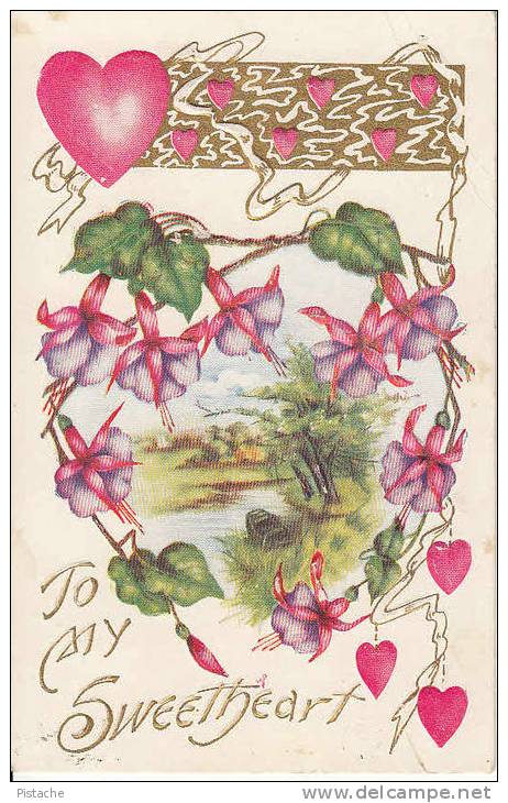 Valentine´s - Valentine - Saint-Valentin - 1910 - Flowers Fleurs - 2 Scans - Valentine's Day