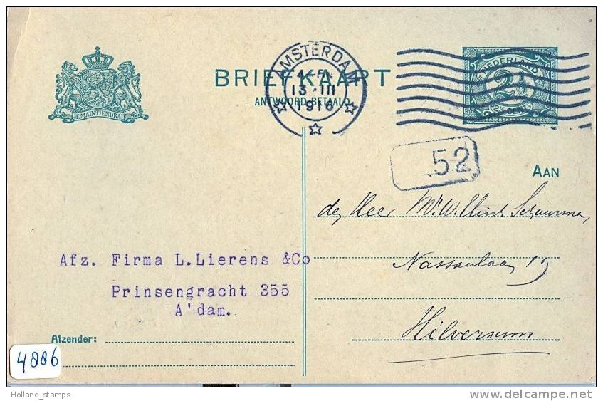 HANDGESCHREVEN BRIEFKAART Uit 1916 Van AMSTERDAM Naar HILVERSUM (4886) - Postal Stationery
