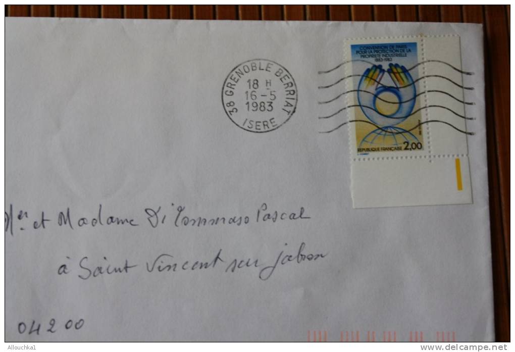 1983 LETTRE OMEC FLAMME AFFRANCHISSEMENT TIMBRE SEUL SUR LETTRE &gt;CONVENTION PARIS PROTECTION INDUST DE GRENOBLE RP Pr - 1961-....