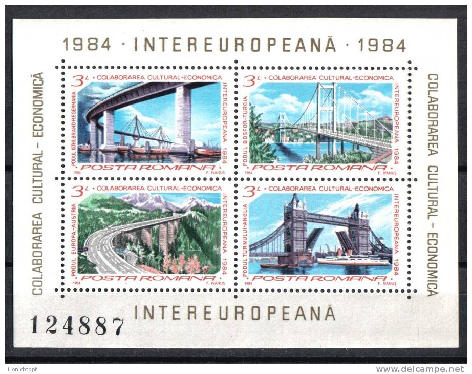 Rumänien; 1984; Michel 4023/6 Block 202 **; Intereuropa - Ungebraucht