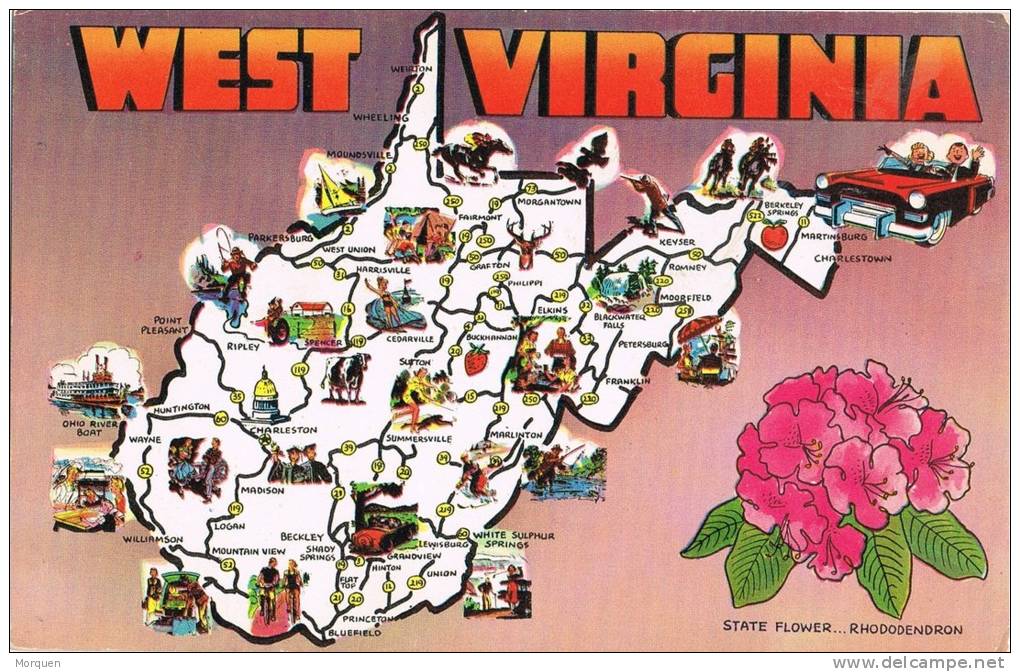 0971. Postal WEST VIRGINIA, Mapa Del Estado - Andere & Zonder Classificatie