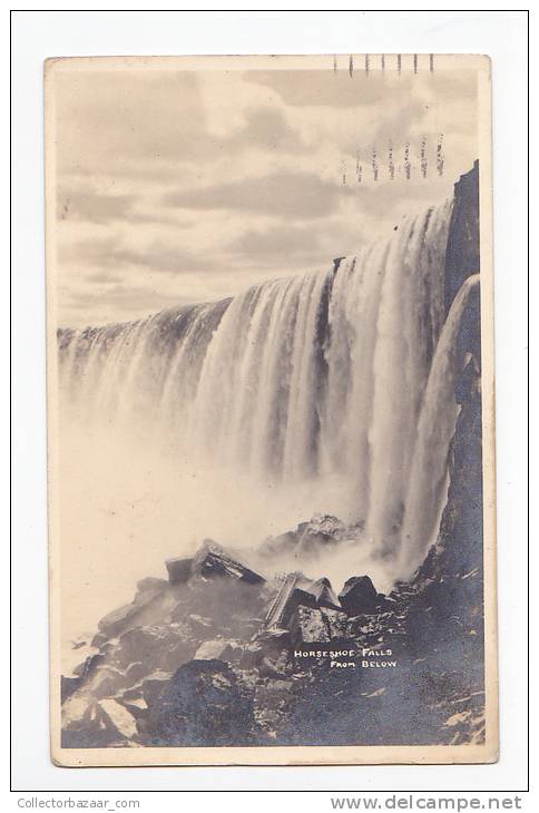 [W684] US USA Real Photo Niagara Falls Cascade -  Vintage 1928 POSTCARD - Horseshoe Falls - Saratoga Springs